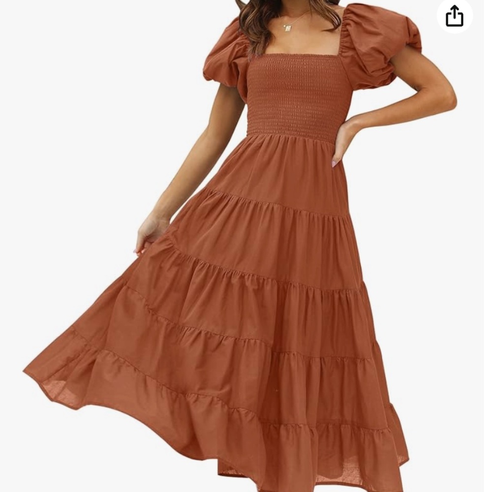 Summer Square Neckline Puff Sleeve Sundress